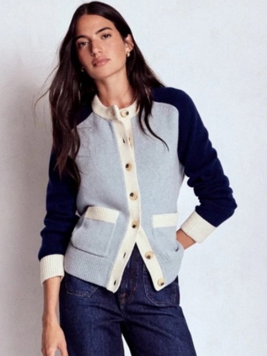 Boden Sweaters - Boden Marion Colorblock Wool Crewneck Button Down Cardigan Sweater XL